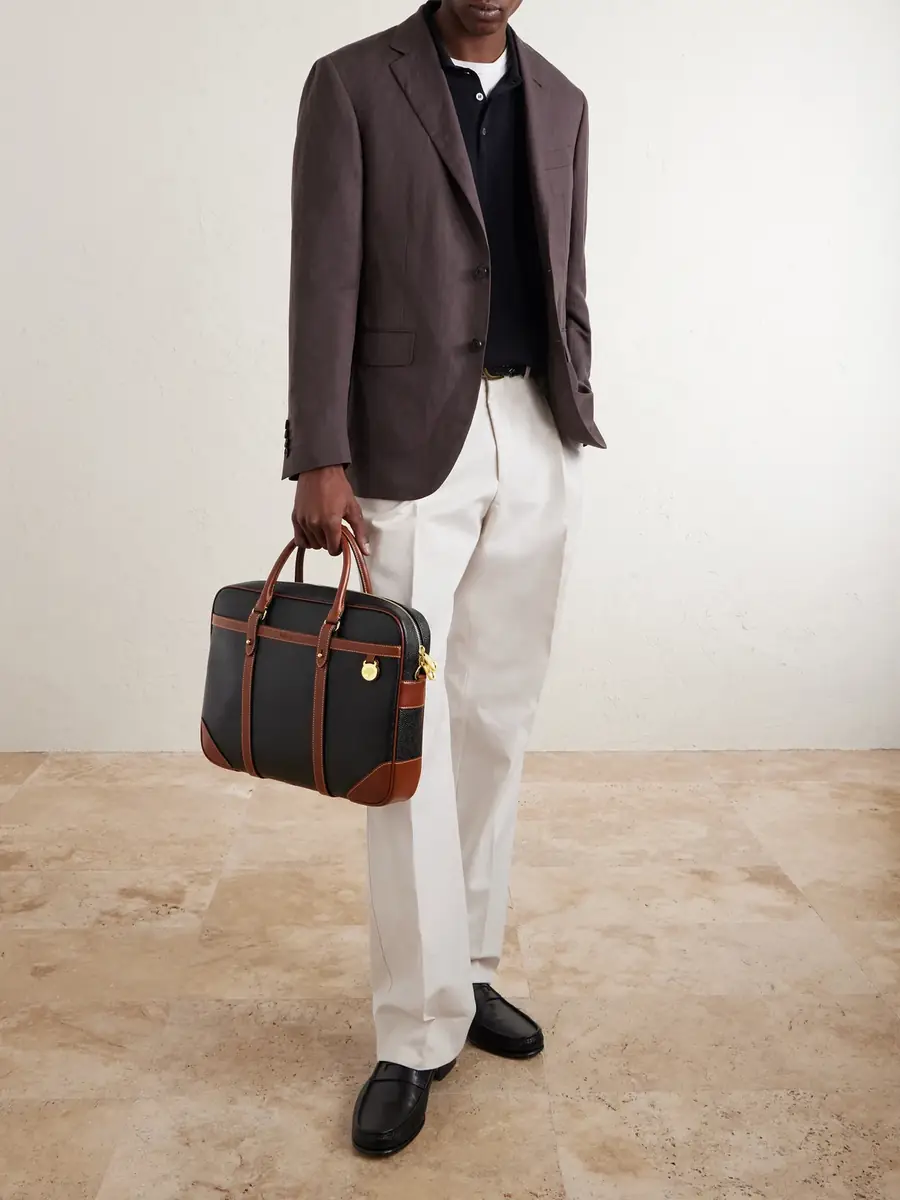 Mulberry Heritage Leather-Trimmed Scotchgrain Briefcase - Men | Thumbnail 2