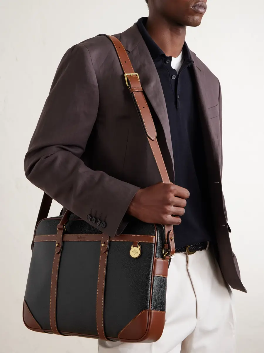 Mulberry Heritage Leather-Trimmed Scotchgrain Briefcase - Men | Thumbnail 3