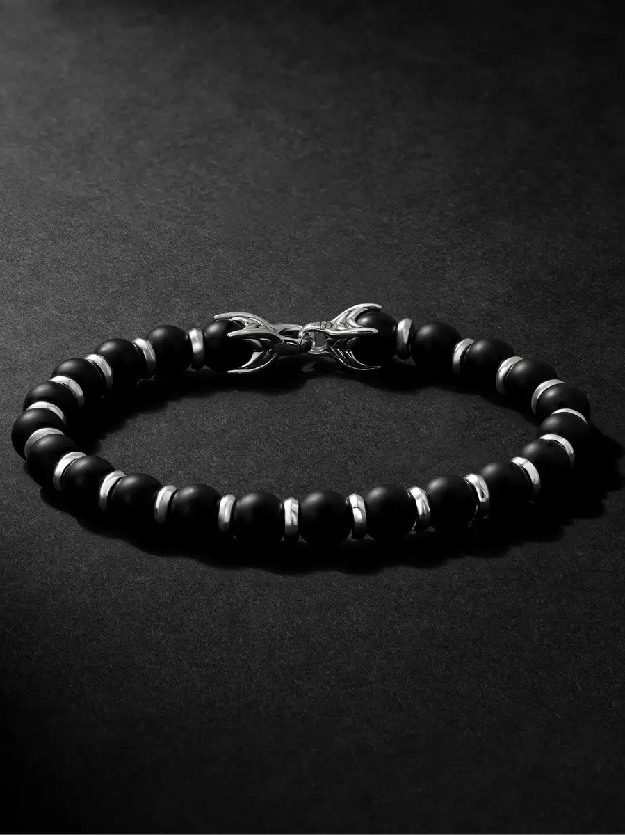 David Yurman Spiritual Sterling Silver Onyx Bracelet - Men