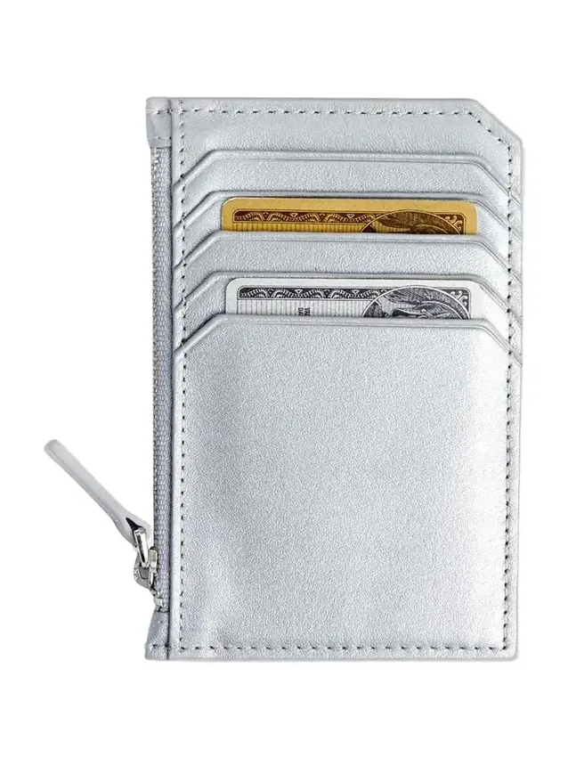 Royce New York Monogrammed Zippered Leather Credit Card Case, Personalized
