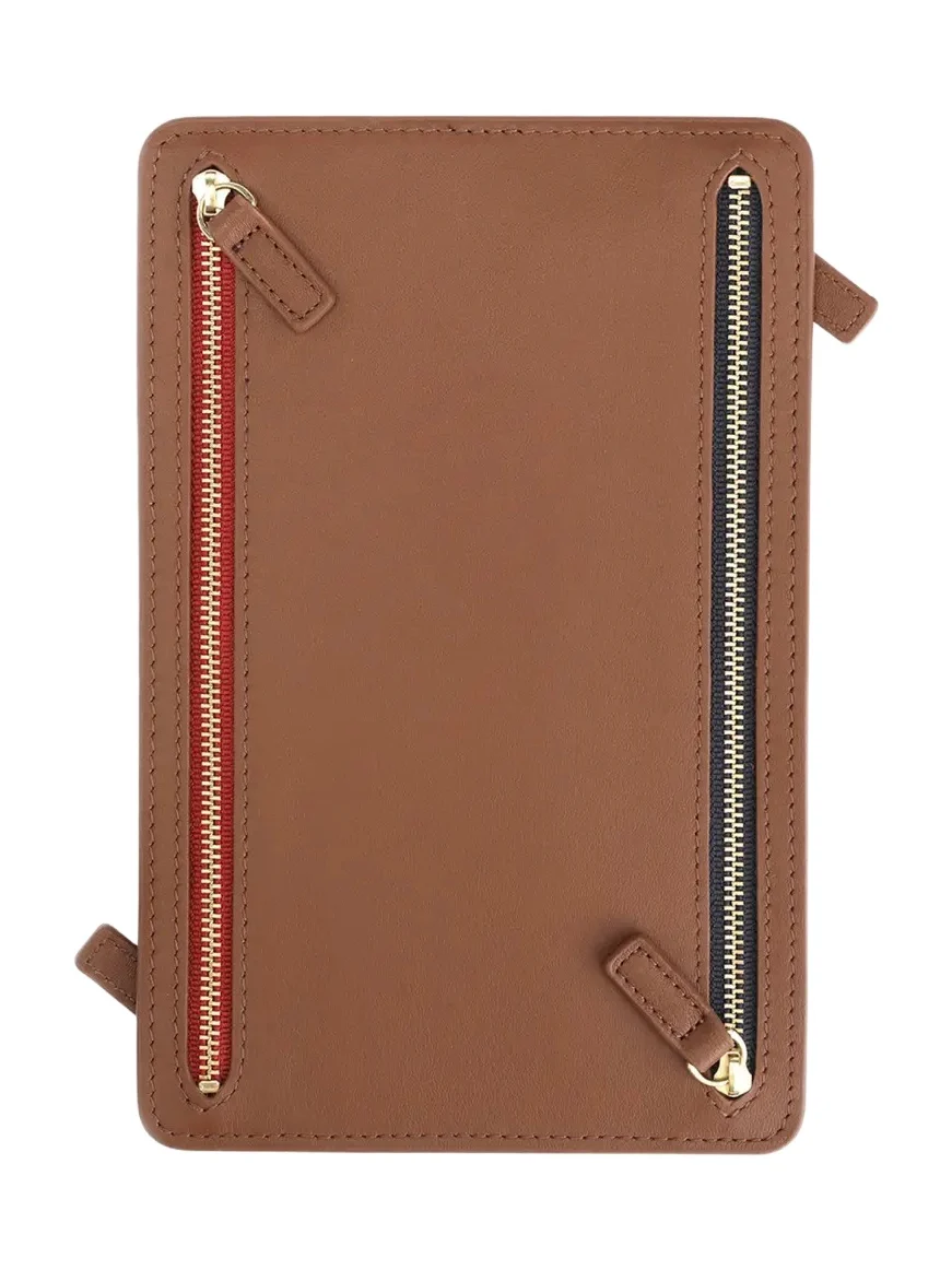 Royce New York Monogrammed Leather RFID Blocking Foup Zip Travel Organizer, Personalized
