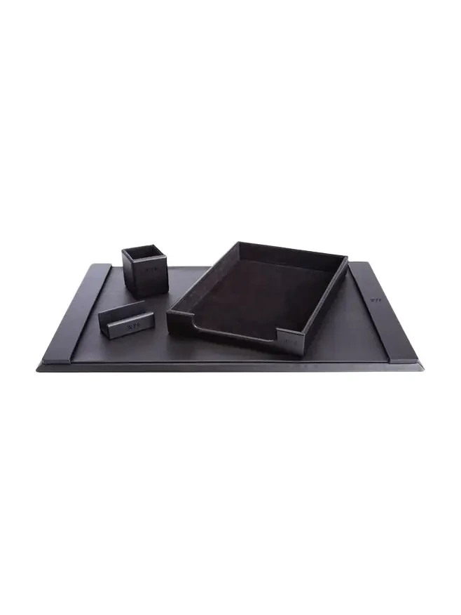 Royce New York Monogrammed Leather Executive Desk Blotter & Accesory Set, Personalized