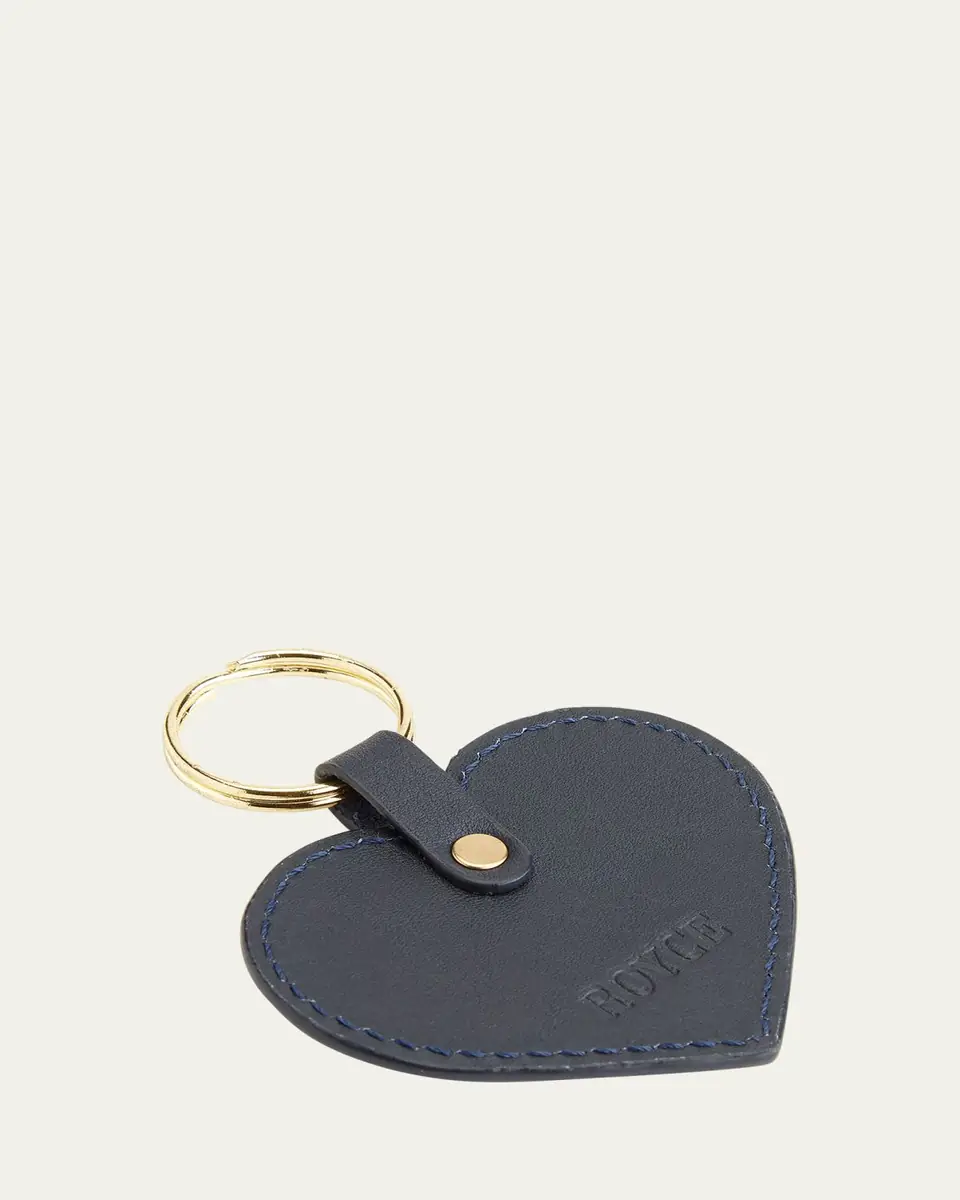 Royce New York Monogrammed Leather Heart-Shaped Key Chain, Personalized | Thumbnail 2