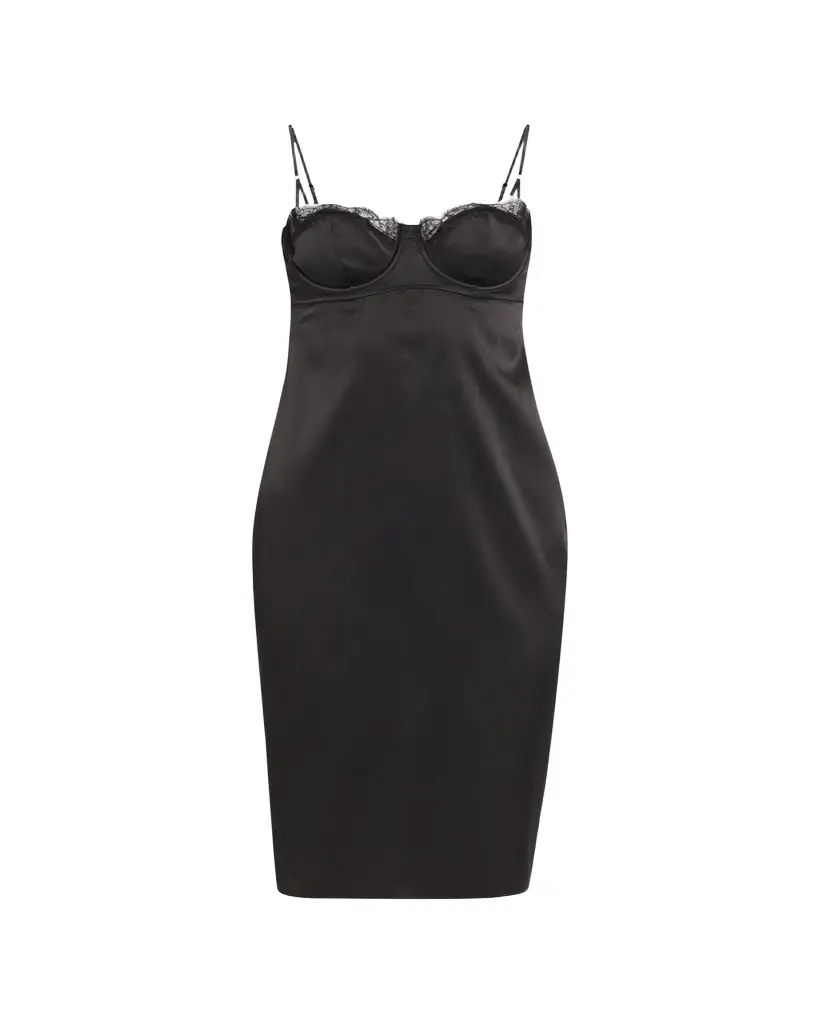 Kiki De Montparnasse Lace-Trim Sweetheart Silk Cocktail Dress | Image 1 Kiki De Montparnasse Lace-Trim Sweetheart Silk Cocktail Dress | Image 1