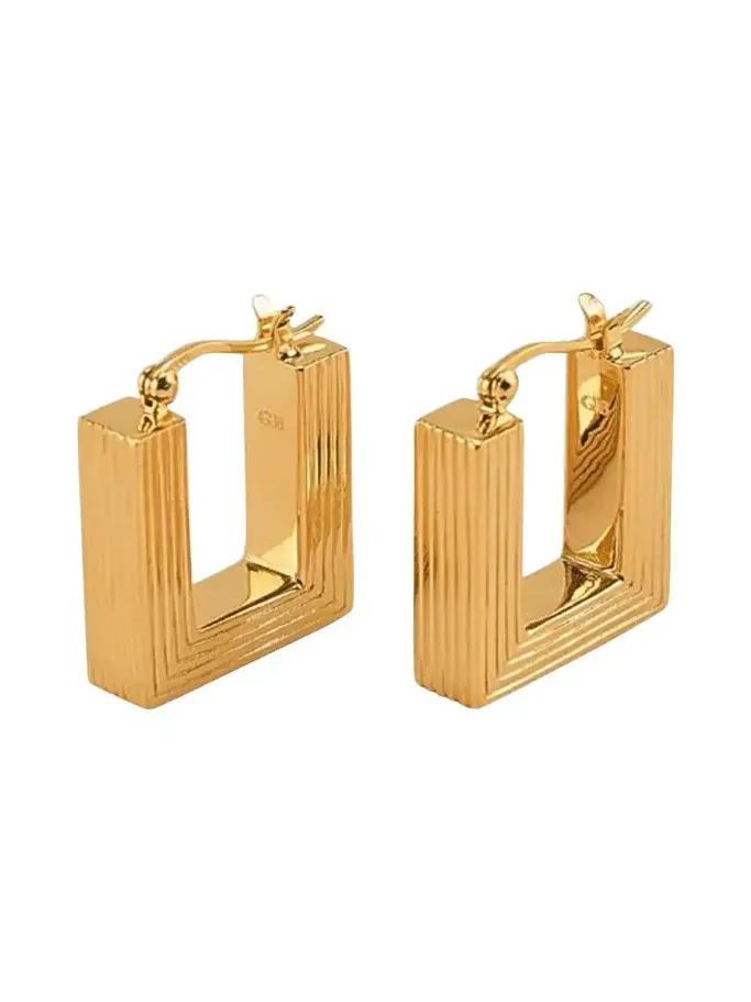 Lina Boxy Rectangle Hoop Earrings