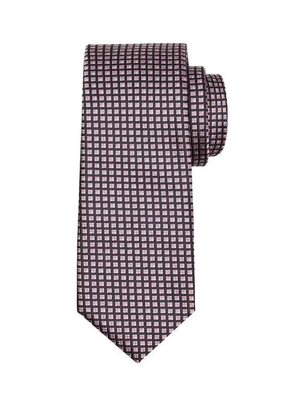 Zegna Men's Cinque Pieghe Grid Check Silk Tie