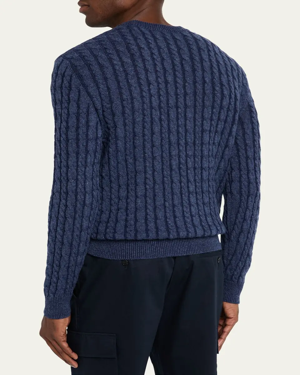 Sease Men's Linen-Cashmere Cable Sweater | Thumbnail 7