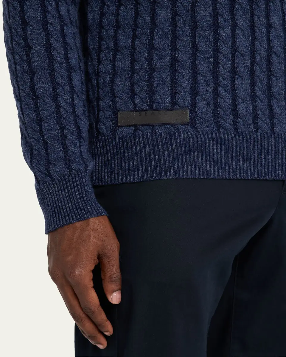 Sease Men's Linen-Cashmere Cable Sweater | Thumbnail 9
