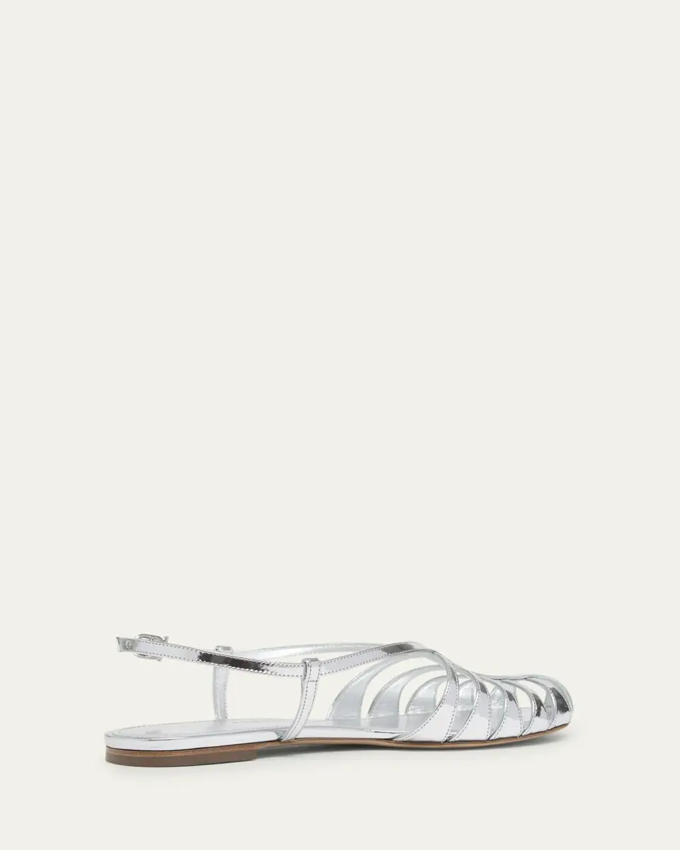 Ferragamo Lylly Metallic Patent Leather Caged Flat Sandals | Thumbnail 2 Ferragamo Lylly Metallic Patent Leather Caged Flat Sandals | Thumbnail 2