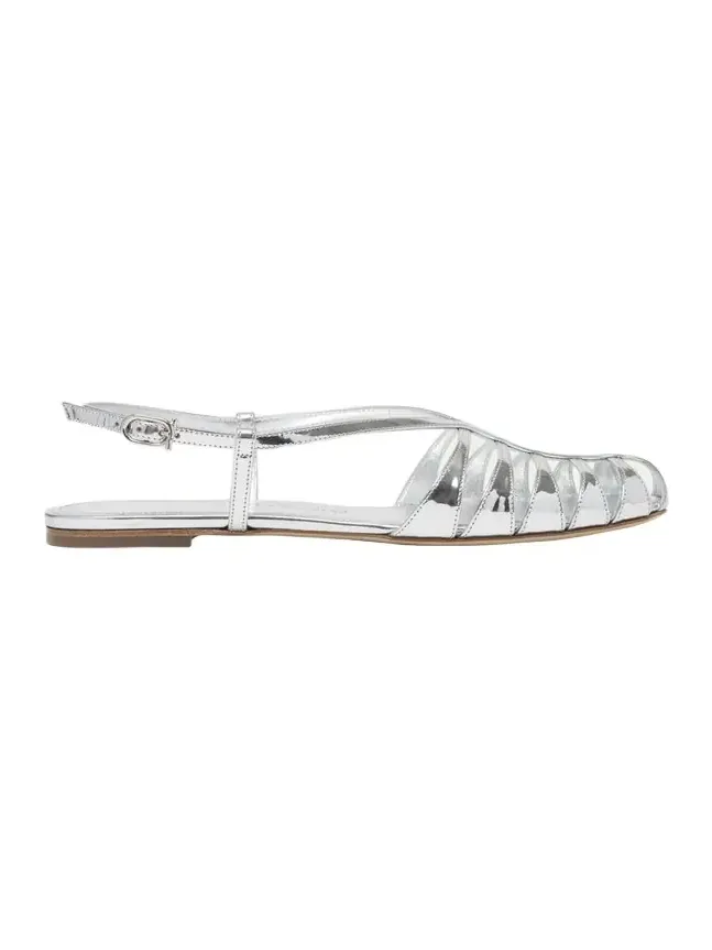 Lylly Metallic Patent Leather Caged Flat Sandals Lylly Metallic Patent Leather Caged Flat Sandals