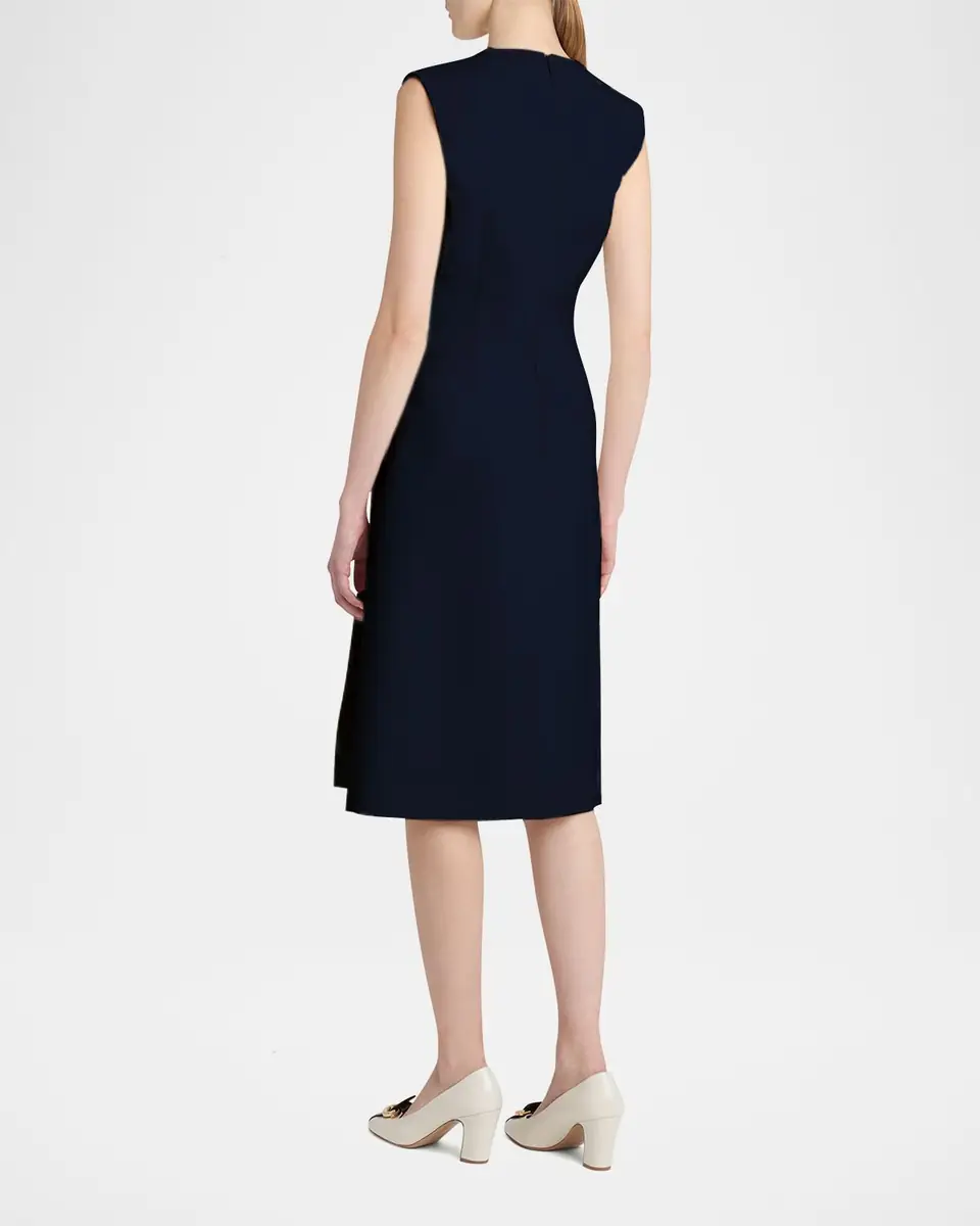 Ferragamo Split V-Neck Sleeveless Crepe Midi Dress | Thumbnail 7