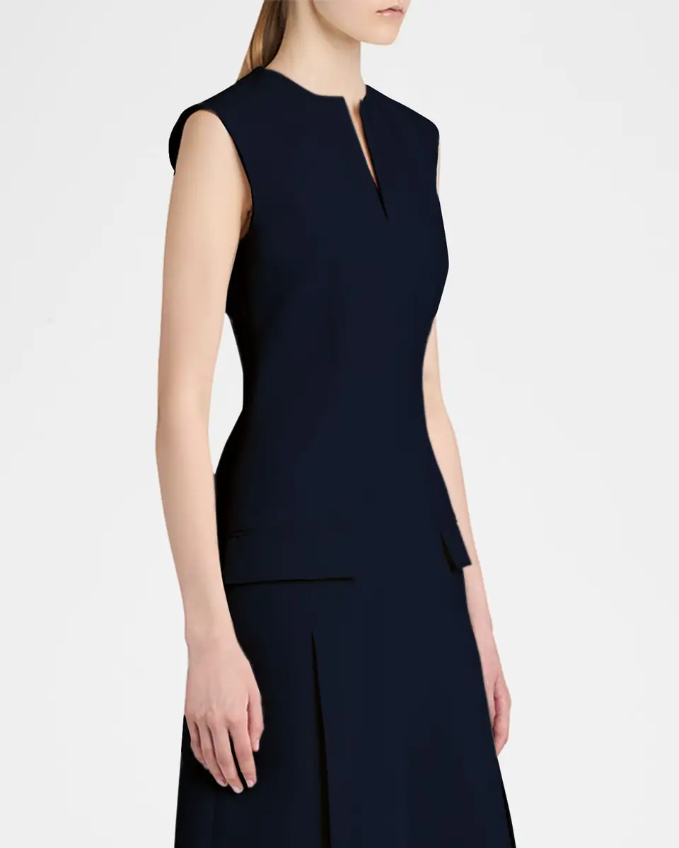 Ferragamo Split V-Neck Sleeveless Crepe Midi Dress | Thumbnail 8