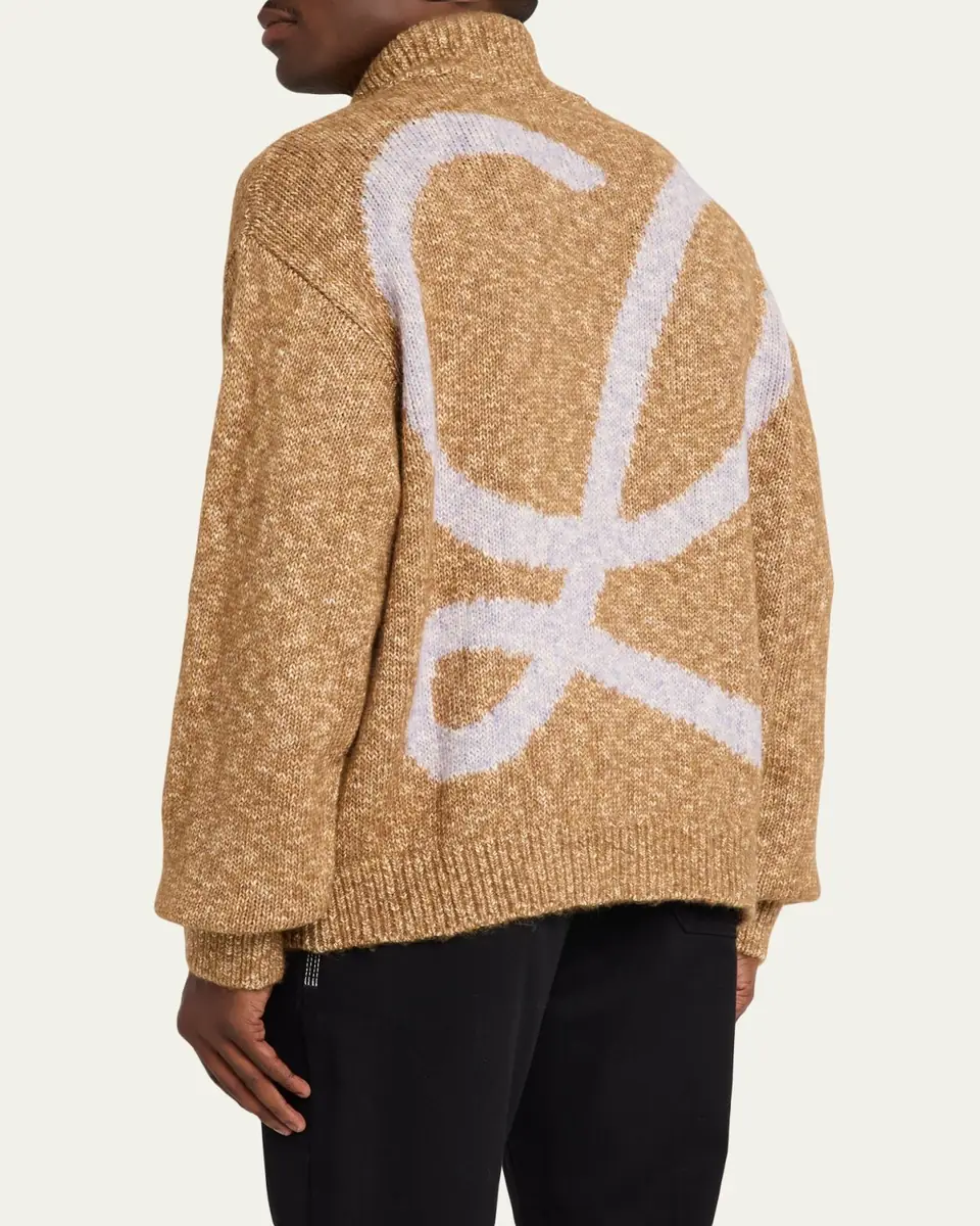 Loewe Men's Oversized Monogram Full-Zip Knit Cardigan | Thumbnail 3 Loewe Men's Oversized Monogram Full-Zip Knit Cardigan | Thumbnail 3
