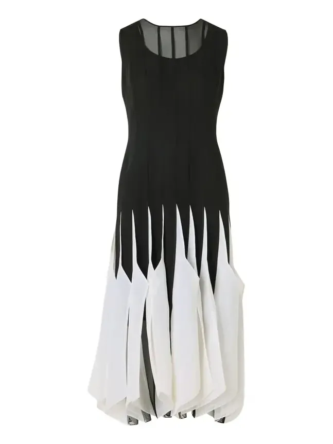 Sleeveless Panama Silk Organza Seamed Midi Dress Sleeveless Panama Silk Organza Seamed Midi Dress