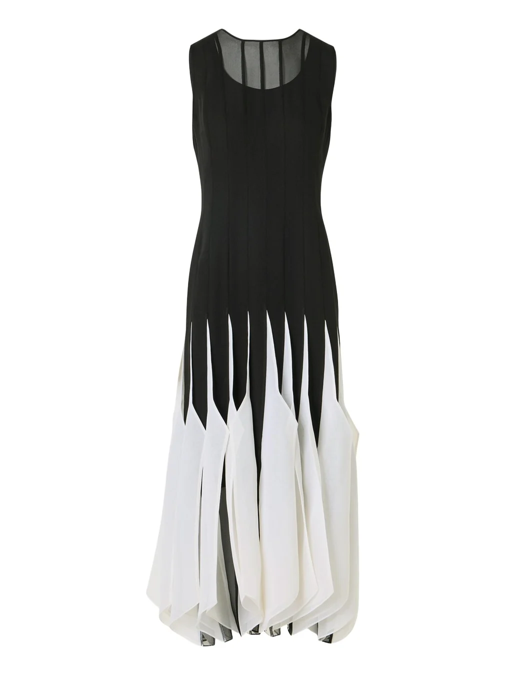 Sleeveless Panama Silk Organza Seamed Midi Dress Sleeveless Panama Silk Organza Seamed Midi Dress