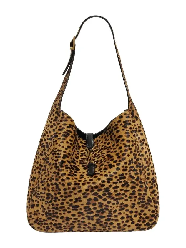 Le 5 A 7 Large Animal-Print Calf Hair Shoulder Bag Le 5 A 7 Large Animal-Print Calf Hair Shoulder Bag