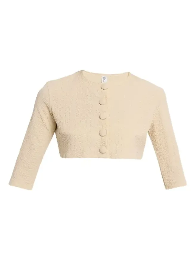 Seersucker Cropped Cardigan Seersucker Cropped Cardigan