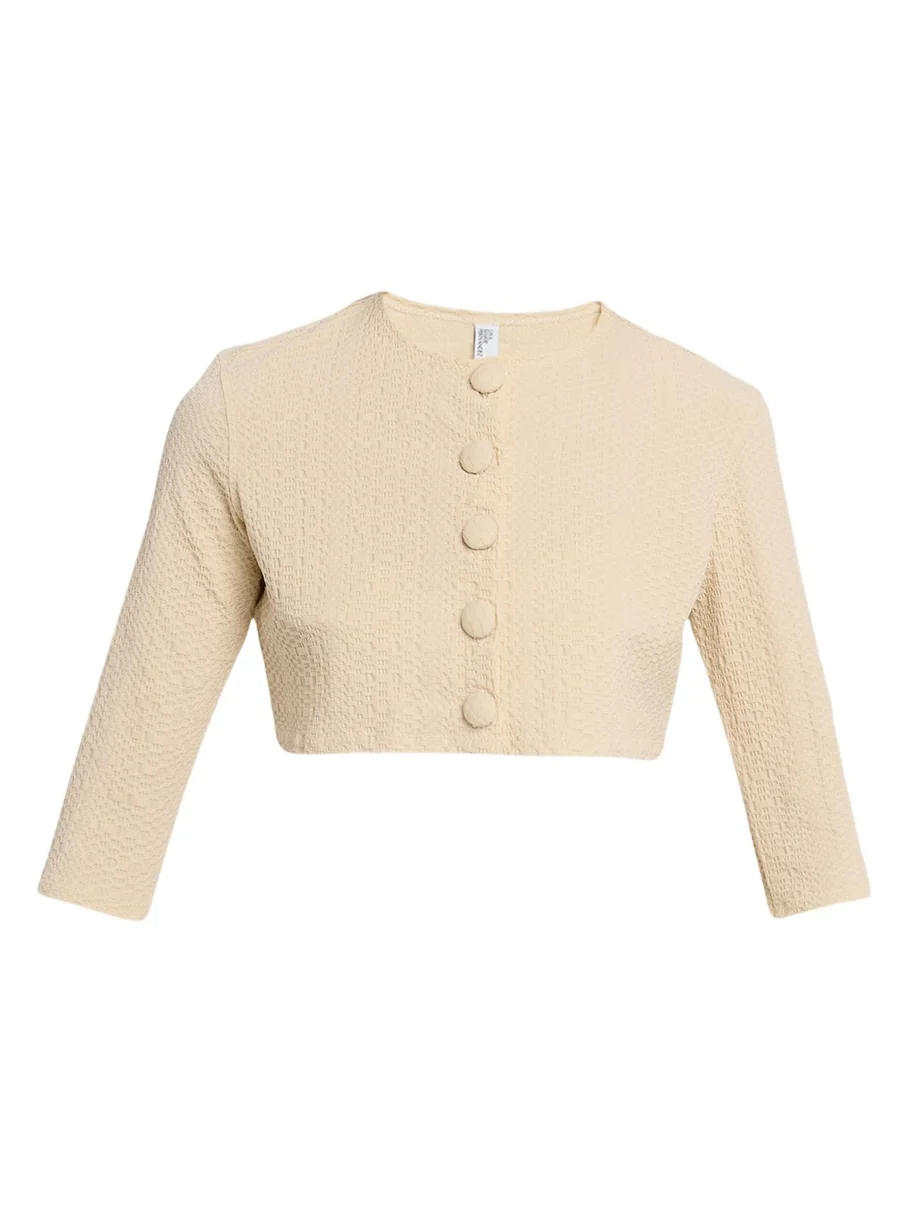 Seersucker Cropped Cardigan Seersucker Cropped Cardigan