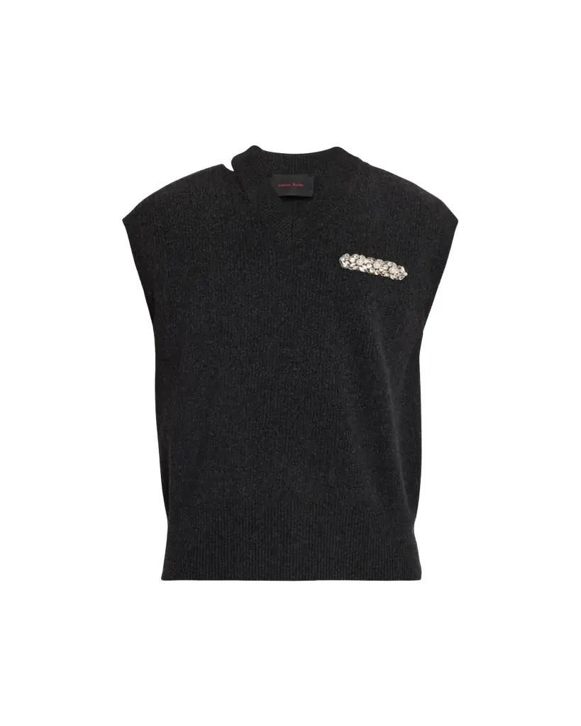 Simone Rocha Men's Embellished Merino Seam Bite Vest | Image 1 Simone Rocha Men's Embellished Merino Seam Bite Vest | Image 1