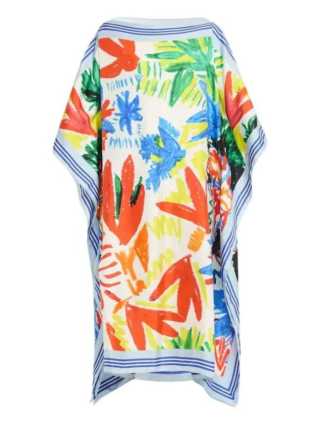 Rianna + Nina Tropica-Print Silk Maxi Caftan