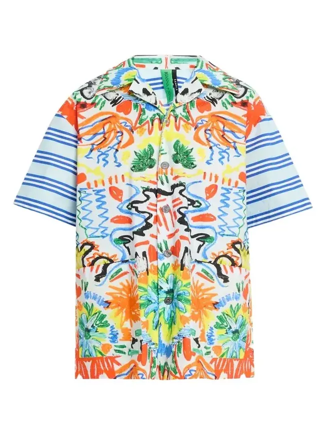 Rianna + Nina Tropical-Print Cotton Shirt