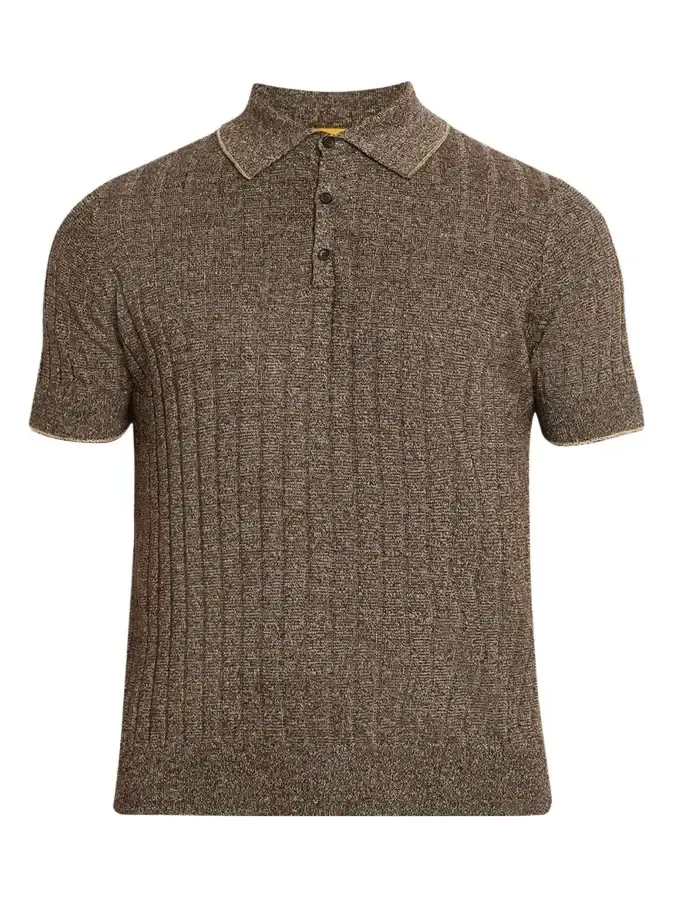 Men's Rib-Knit Teddy Polo Shirt