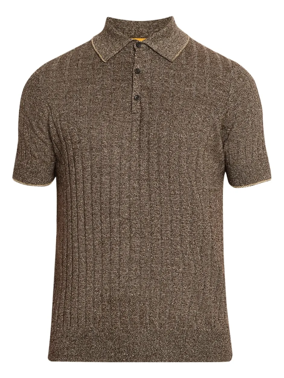 Men's Rib-Knit Teddy Polo Shirt