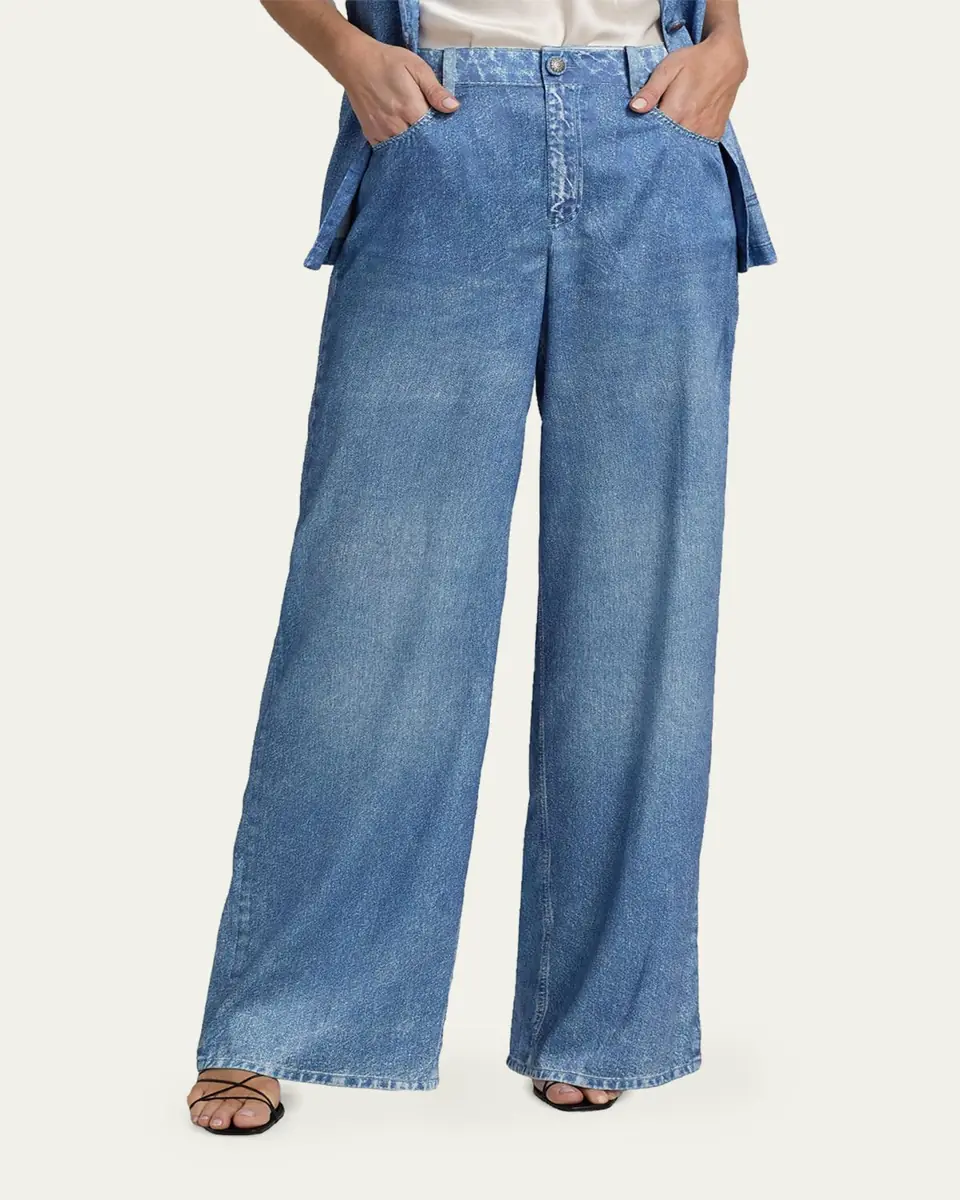 Kobi Halperin Sage Denim-Print Wide-Leg Pants | Thumbnail 4 Kobi Halperin Sage Denim-Print Wide-Leg Pants | Thumbnail 4