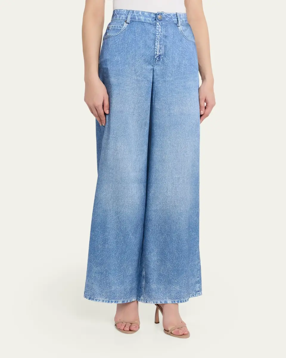 Kobi Halperin Sage Denim-Print Wide-Leg Pants | Thumbnail 8 Kobi Halperin Sage Denim-Print Wide-Leg Pants | Thumbnail 8