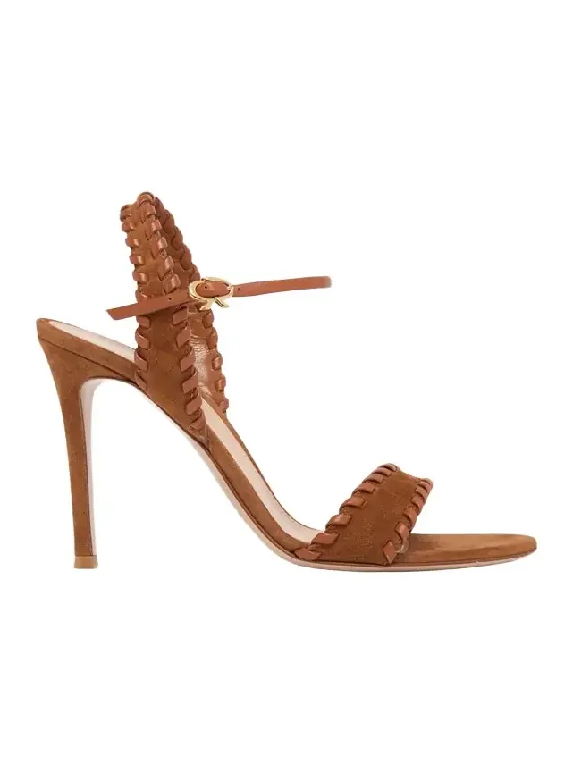 105mm Whipstitch Suede Ankle-Strap Sandals 105mm Whipstitch Suede Ankle-Strap Sandals