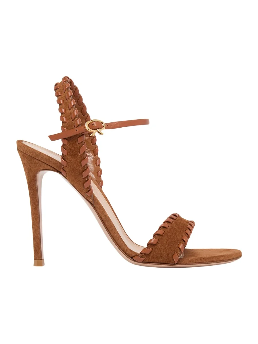105mm Whipstitch Suede Ankle-Strap Sandals 105mm Whipstitch Suede Ankle-Strap Sandals