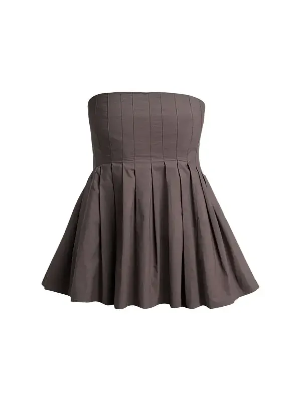 Avine Pleated Strapless Peplum Top