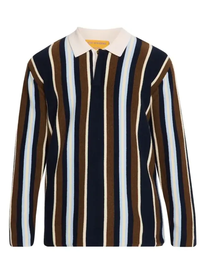Men's Cashmere Multi Stripe Long-Sleeve Polo Shirt
