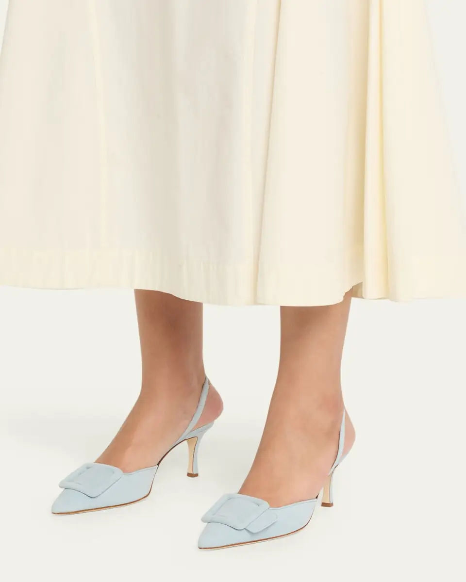 Manolo Blahnik 50mm Maysli Suede Buckle Slingback Pumps | Thumbnail 2 Manolo Blahnik 50mm Maysli Suede Buckle Slingback Pumps | Thumbnail 2