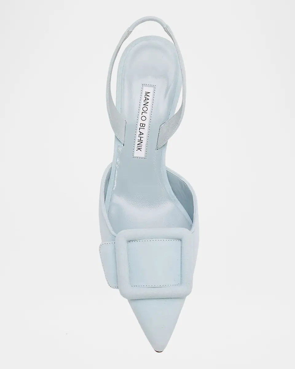 Manolo Blahnik 50mm Maysli Suede Buckle Slingback Pumps | Thumbnail 8 Manolo Blahnik 50mm Maysli Suede Buckle Slingback Pumps | Thumbnail 8