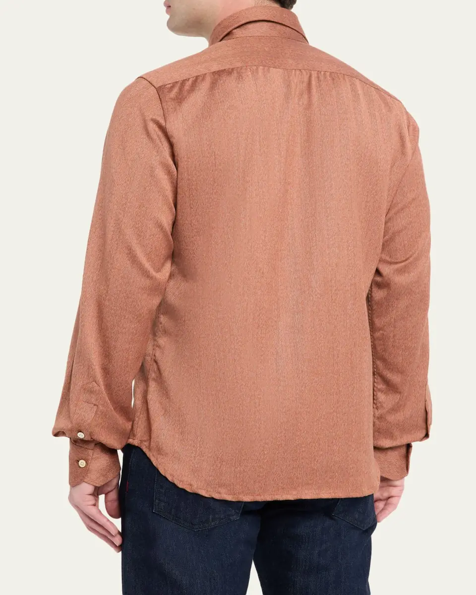 Kiton Men's Herringbone Cashmere Overshirt | Thumbnail 3 Kiton Men's Herringbone Cashmere Overshirt | Thumbnail 3