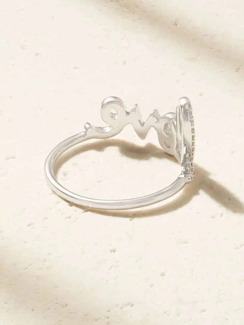 Sydney Evan Love Script 14-karat White Gold Diamond Ring | Thumbnail 4 Sydney Evan Love Script 14-karat White Gold Diamond Ring | Thumbnail 4