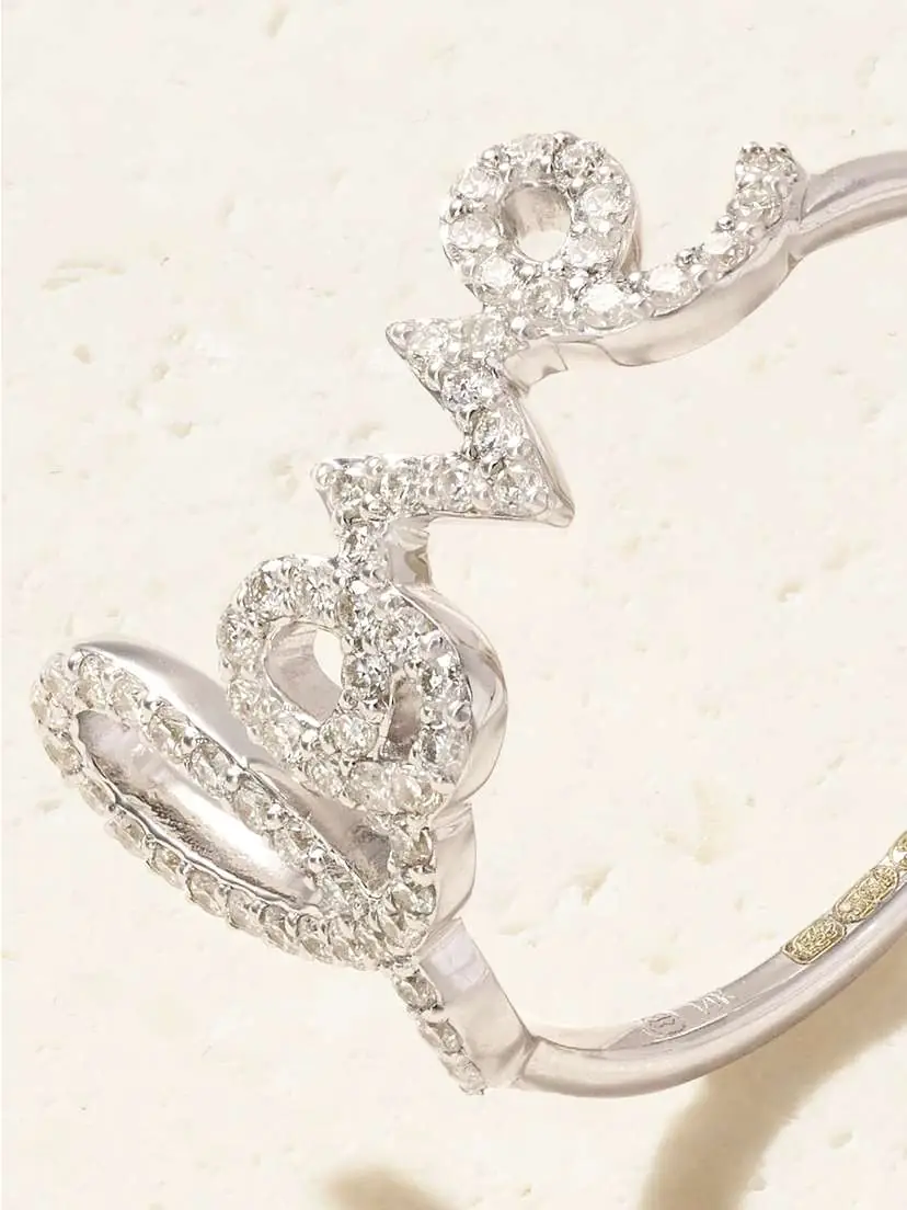 Sydney Evan Love Script 14-karat White Gold Diamond Ring | Thumbnail 5 Sydney Evan Love Script 14-karat White Gold Diamond Ring | Thumbnail 5