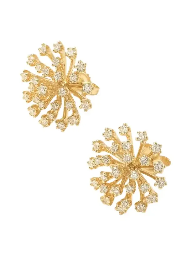 Burst Flower 14-karat Gold Diamond Earrings Burst Flower 14-karat Gold Diamond Earrings