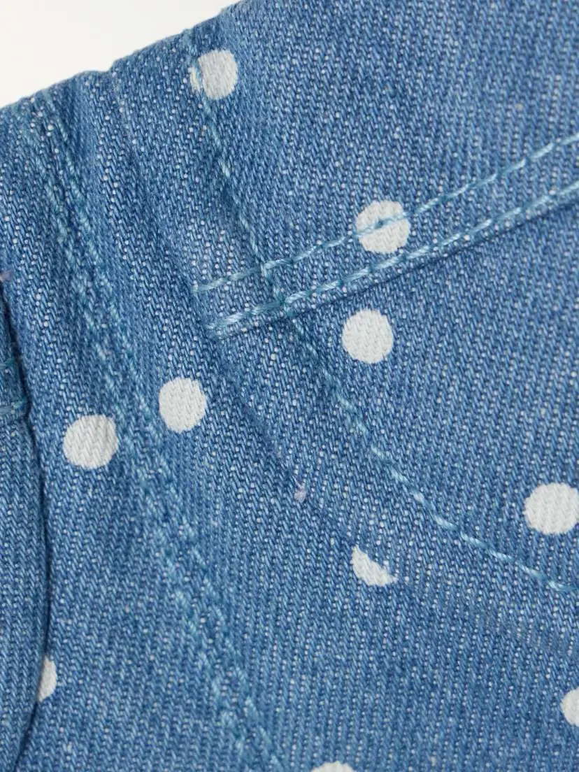 Carolina Herrera Cropped Polka-dot Denim Bustier Top | Thumbnail 4