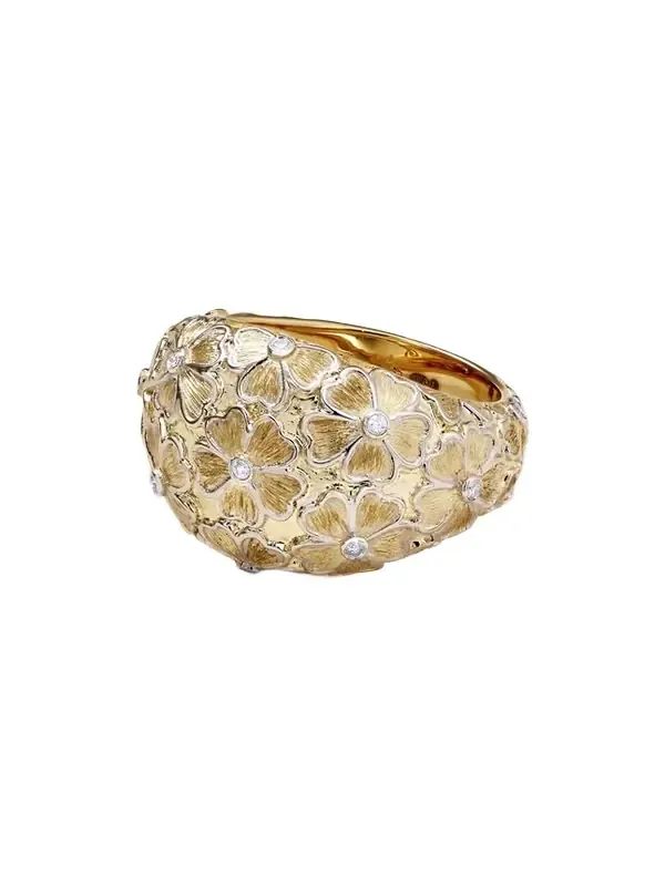 Bague Dôme Fleurie 9-karat Yellow And White Gold Diamond Ring Bague Dôme Fleurie 9-karat Yellow And White Gold Diamond Ring