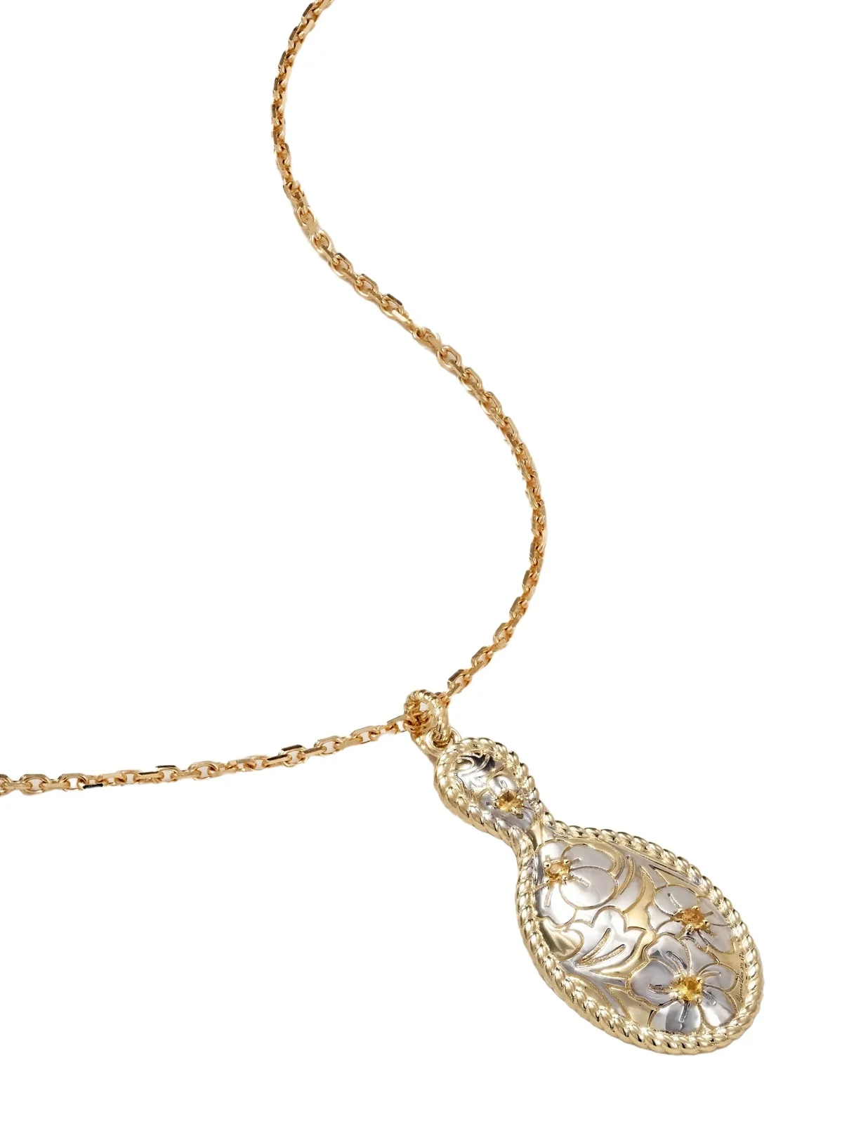 Yvonne Léon Joli Miroir 18-karat Yellow And White Gold Citrine Necklace