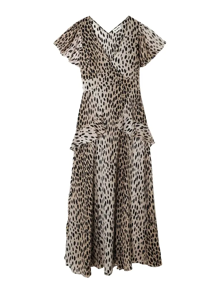 Evie Ruffled Leopard-print Silk-chiffon Midi Dress Evie Ruffled Leopard-print Silk-chiffon Midi Dress