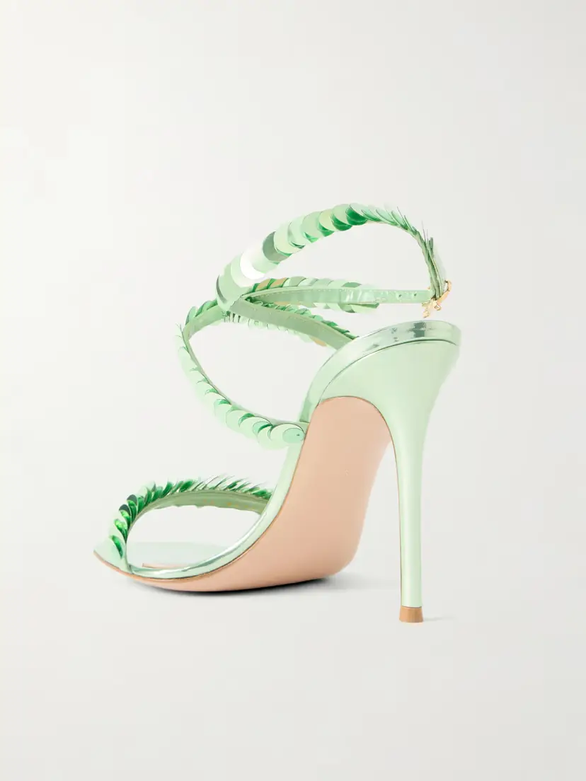 Gianvito Rossi 95 Sequin-embellished Metallic Leather Sandals | Thumbnail 3 Gianvito Rossi 95 Sequin-embellished Metallic Leather Sandals | Thumbnail 3