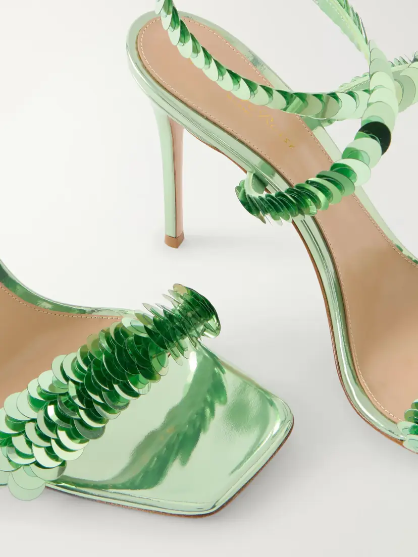 Gianvito Rossi 95 Sequin-embellished Metallic Leather Sandals | Thumbnail 5 Gianvito Rossi 95 Sequin-embellished Metallic Leather Sandals | Thumbnail 5