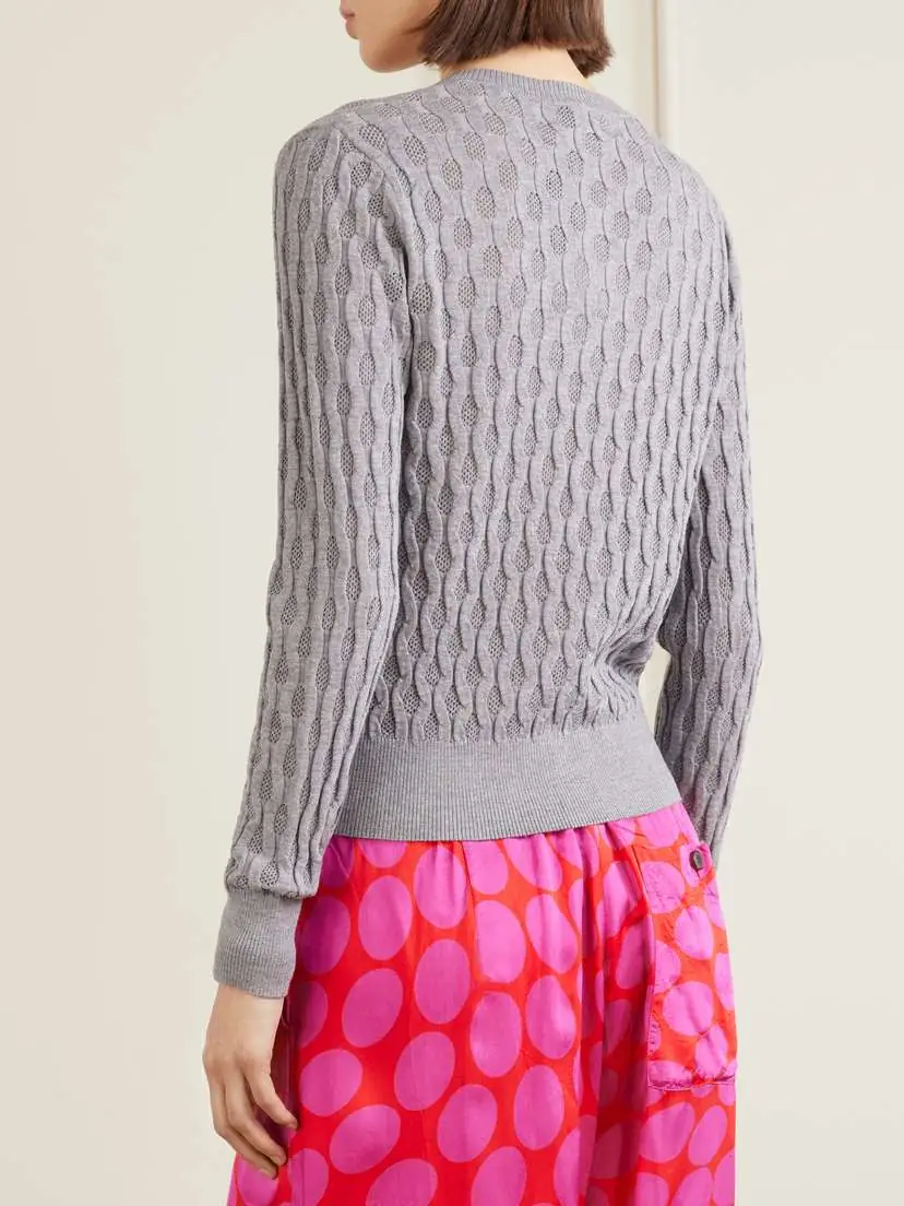Dries Van Noten Pointelle-knit Merino Wool Cardigan | Thumbnail 3