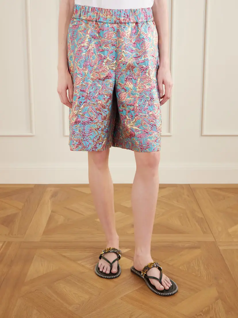 Dries Van Noten Printed Cotton-blend Jacquard Shorts | Thumbnail 3