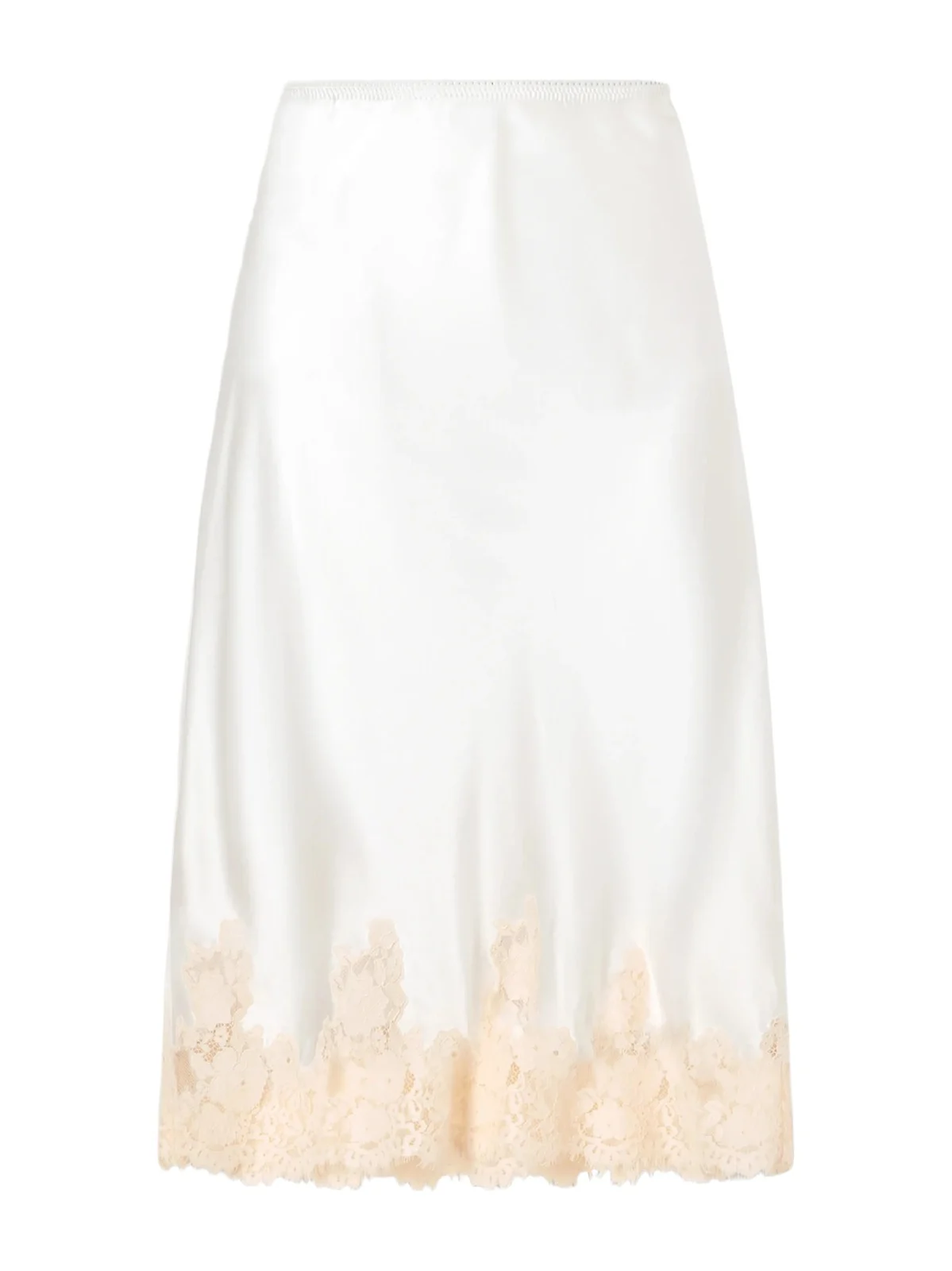Elowette Lace-trimmed Silk-satin Midi Skirt Elowette Lace-trimmed Silk-satin Midi Skirt