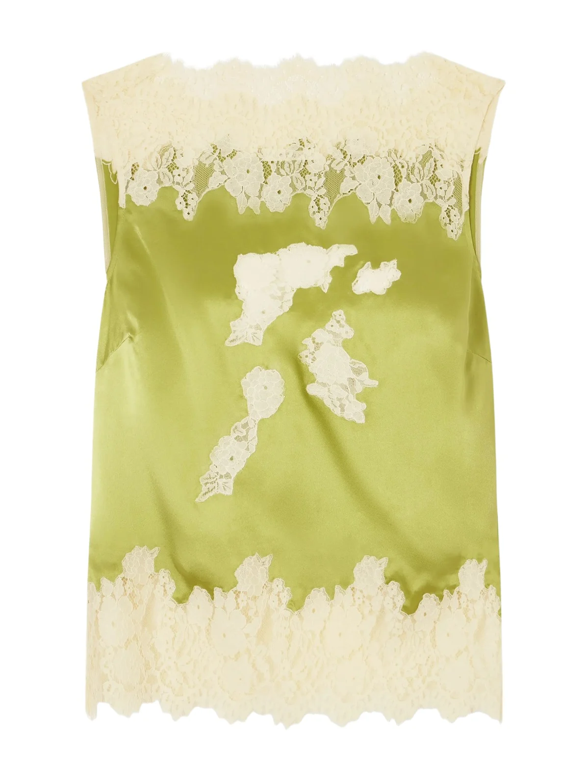 DÔEN Viviane Lace-trimmed Silk-satin Top