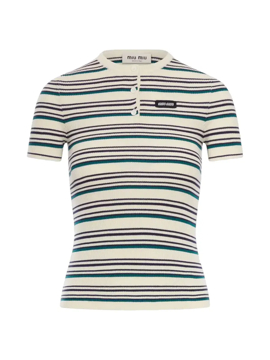 Striped Cotton Henley Shirt Striped Cotton Henley Shirt